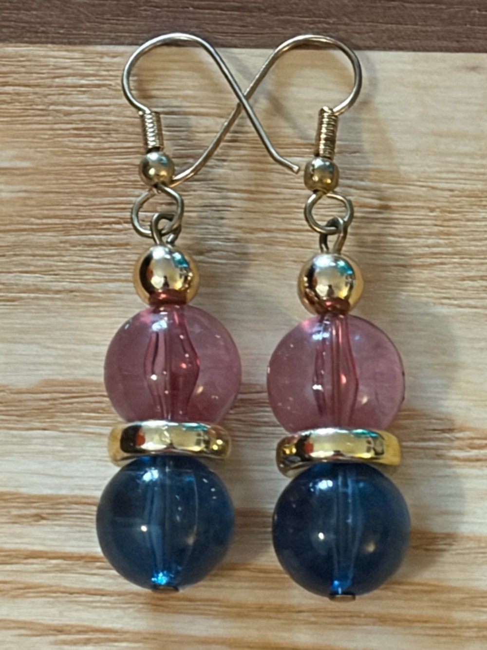 4/$20🌷✨Vintage Translucent Resin Tiered Drop Earrings - Rose & Navy 90s✨